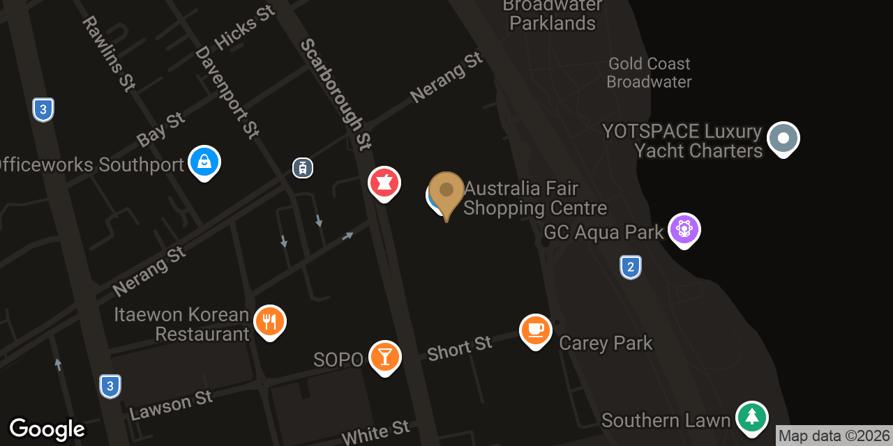 Map showing the location of Happy Feet Steam Massage - Southport