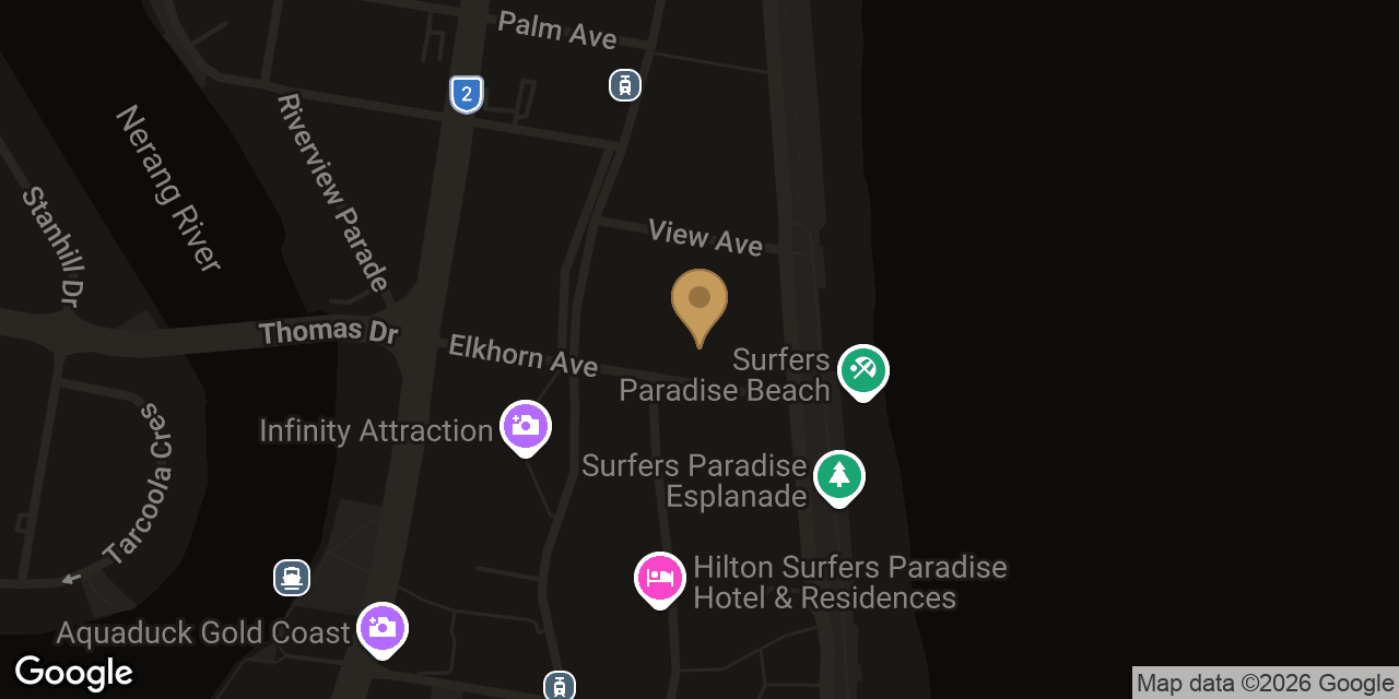 Map showing the location of Lan Spa Surfers Paradise