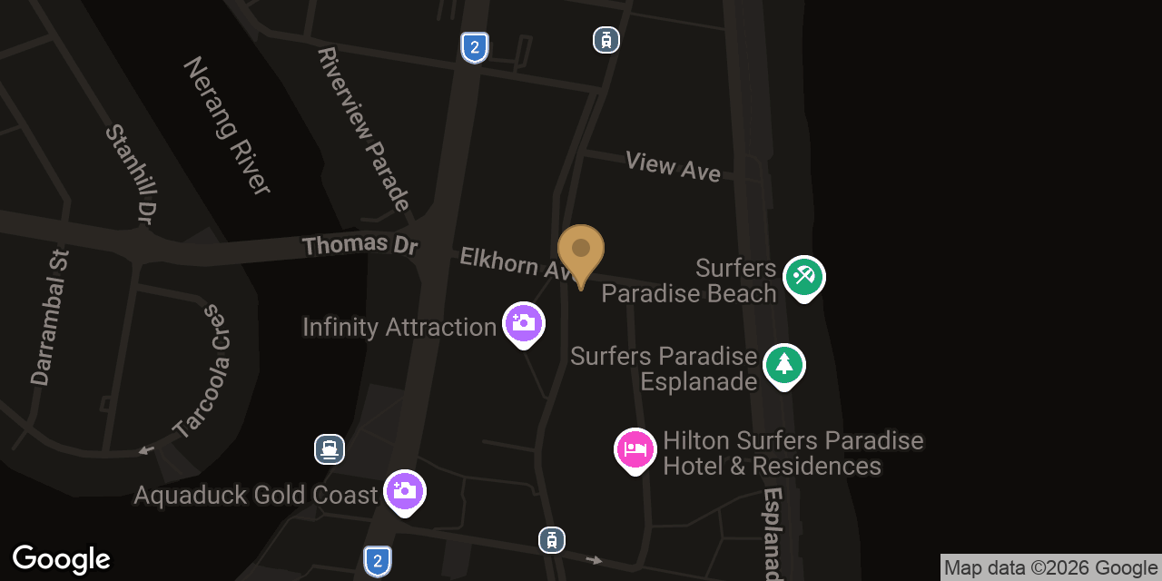 Map showing the location of Magpie Massage Surfers Paradise