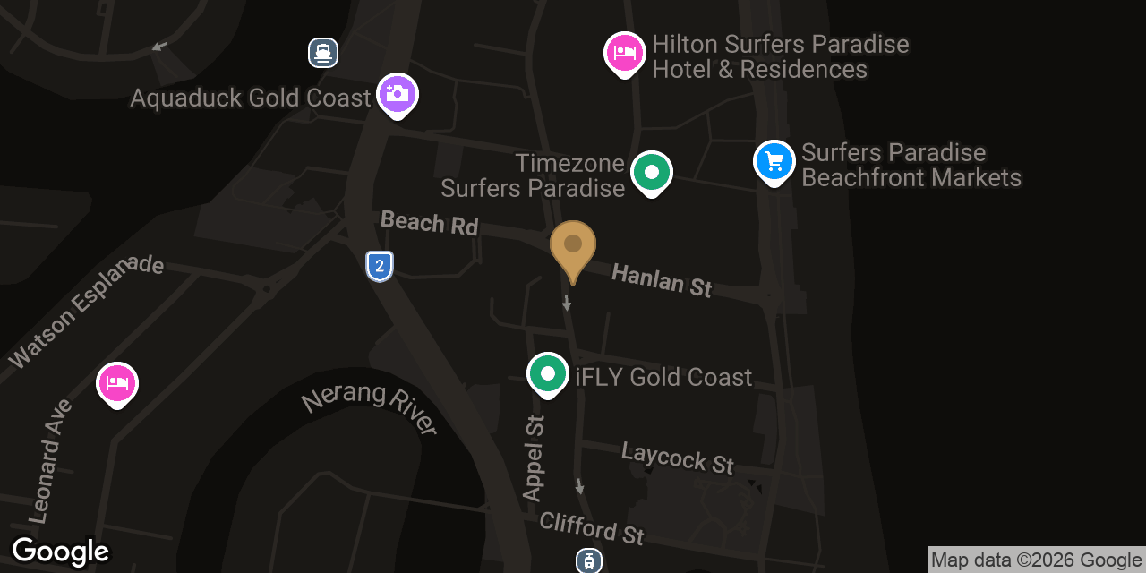 Map showing the location of New Paradise Thai Massage Surfers Paradise