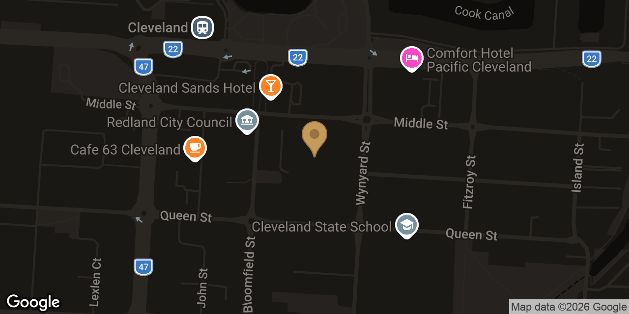 Map showing the location of Sun Massage Cleveland