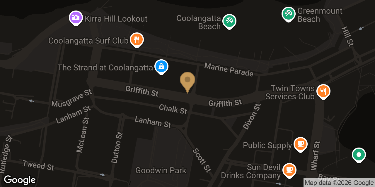 Map showing the location of Sun's Massage Centre Coolangatta