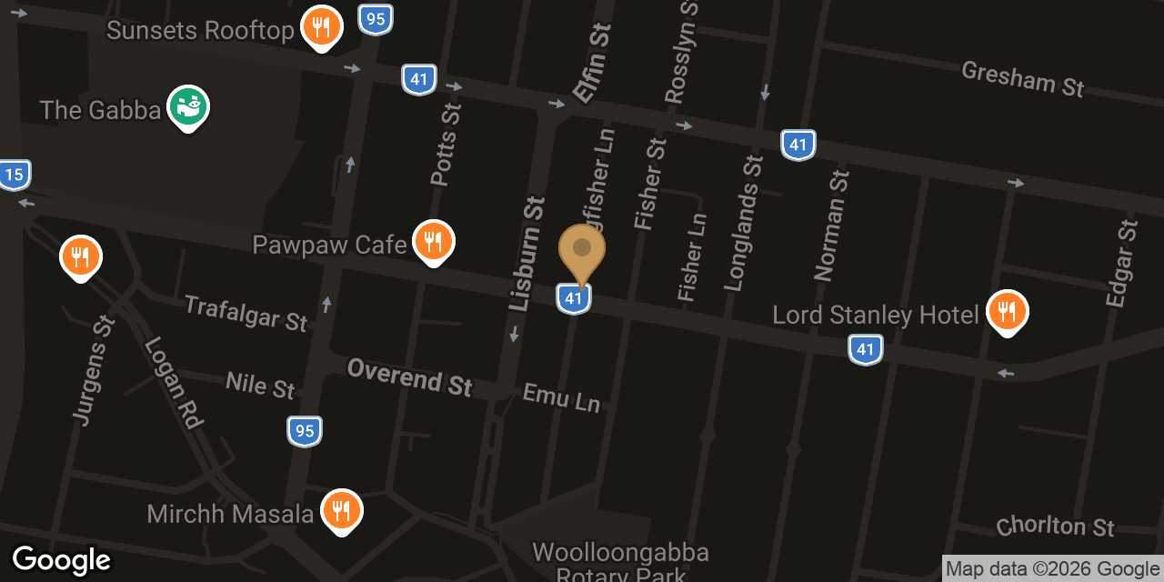 Map showing the location of Syn Massage Gabba
