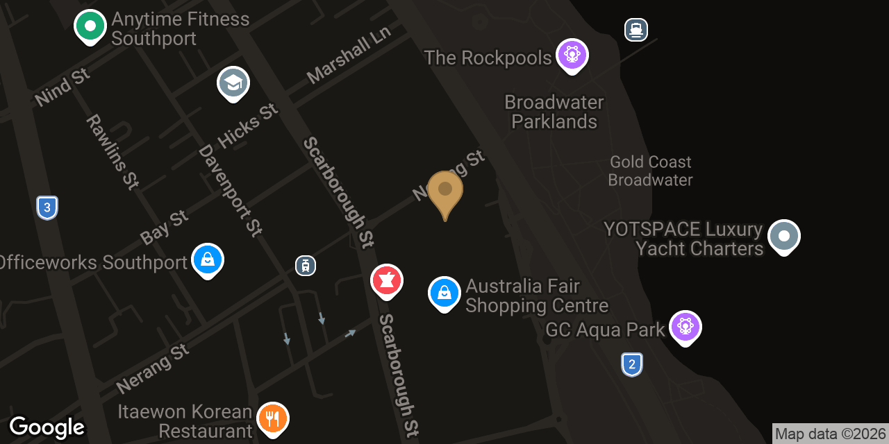 Map showing the location of Young Sunn Massage Southport