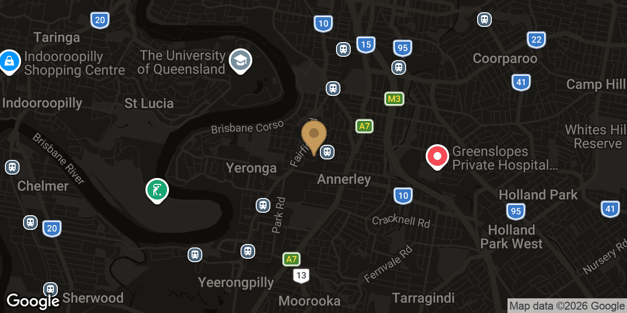 Map of sensual massage parlours in Annerley