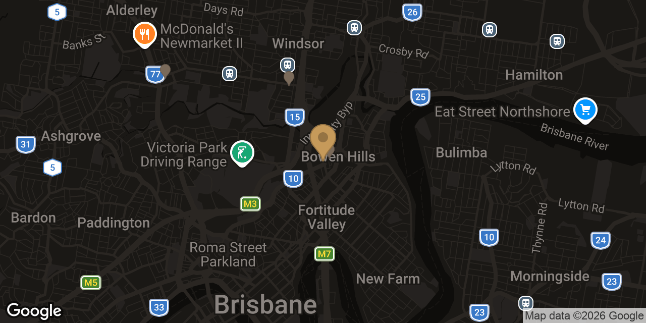 Map of sensual massage parlours in Bowen Hills