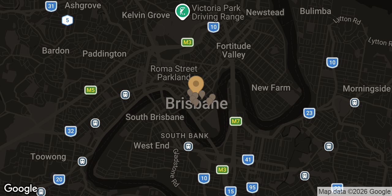Map of sensual massage parlours in Brisbane CBD