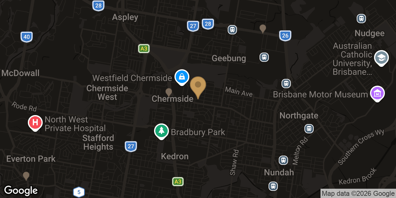 Map of sensual massage parlours in Chermside