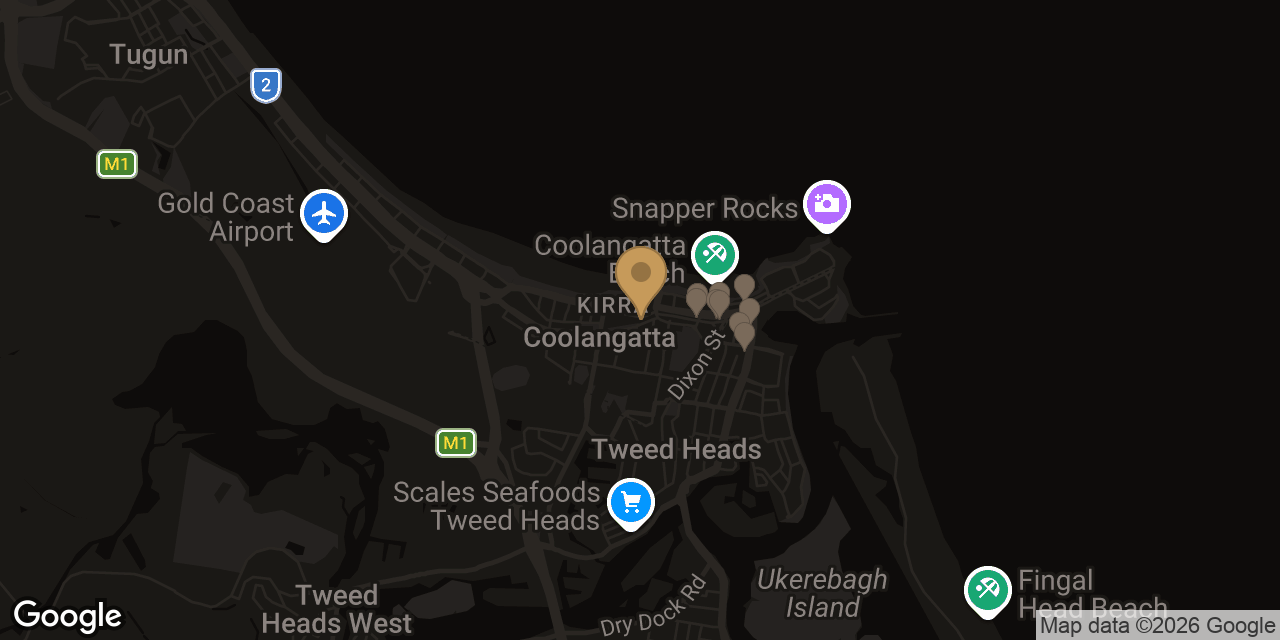 Map of sensual massage parlours in Coolangatta