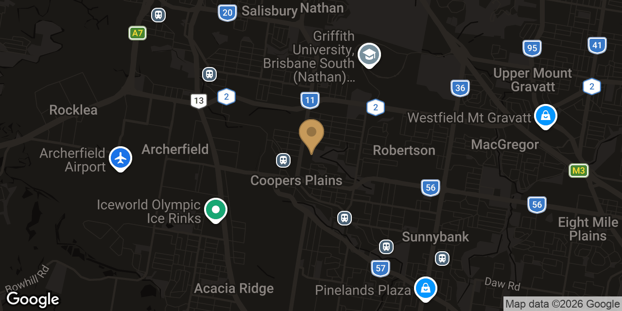 Map of sensual massage parlours in Coopers Plains