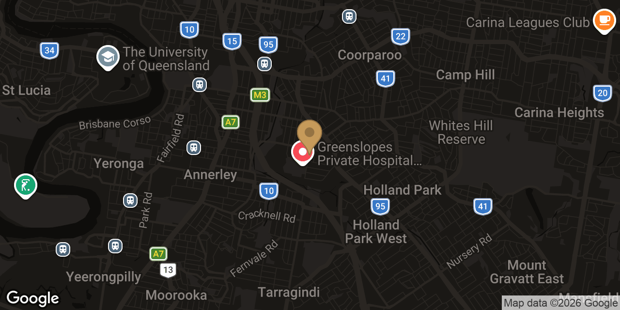 Map of sensual massage parlours in Greenslopes