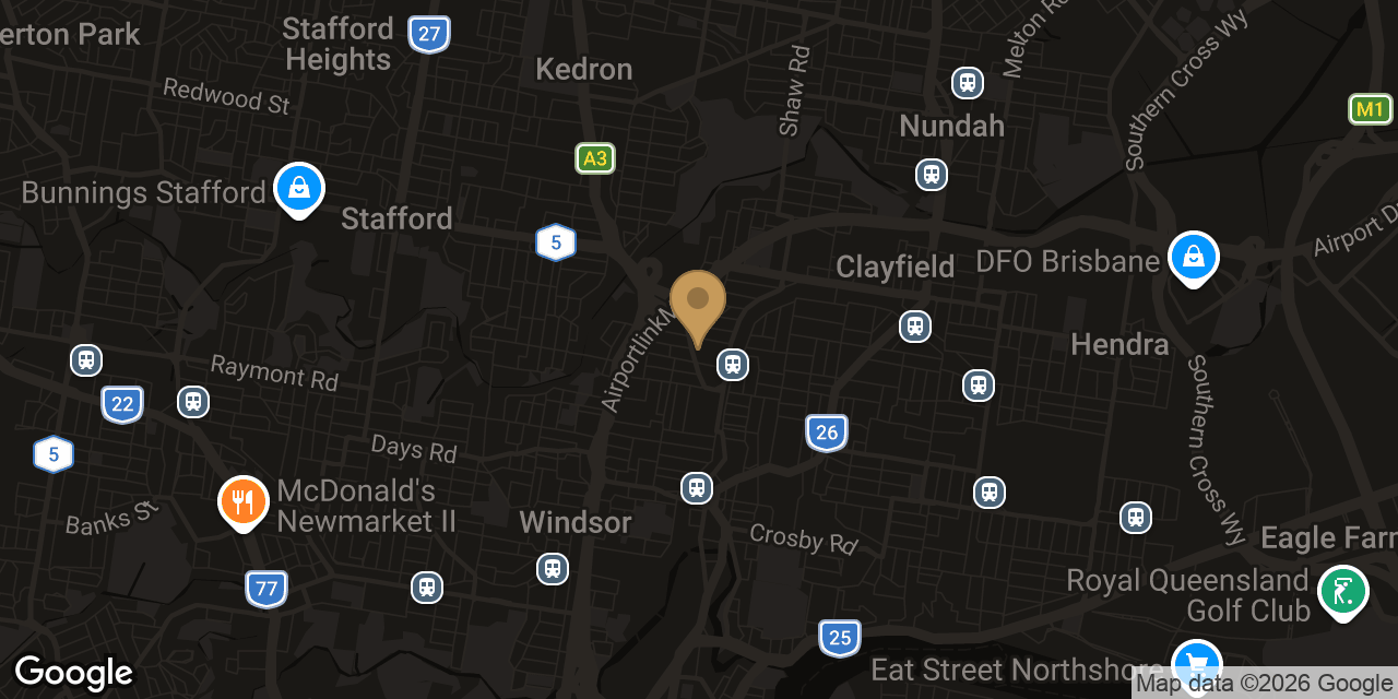 Map of sensual massage parlours in Lutwyche