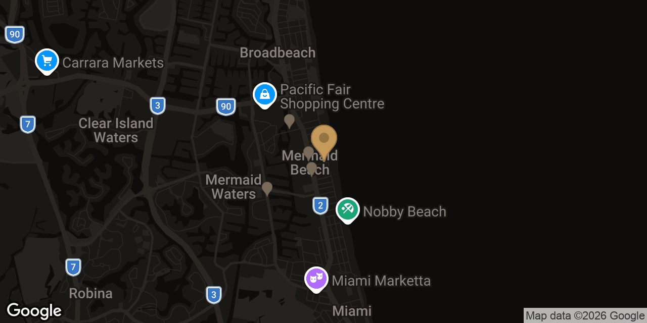 Map of sensual massage parlours in Mermaid Beach