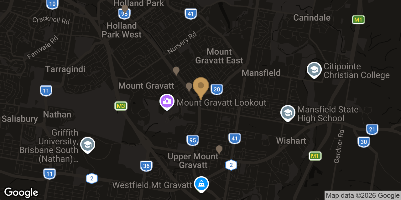 Map of sensual massage parlours in Mount Gravatt