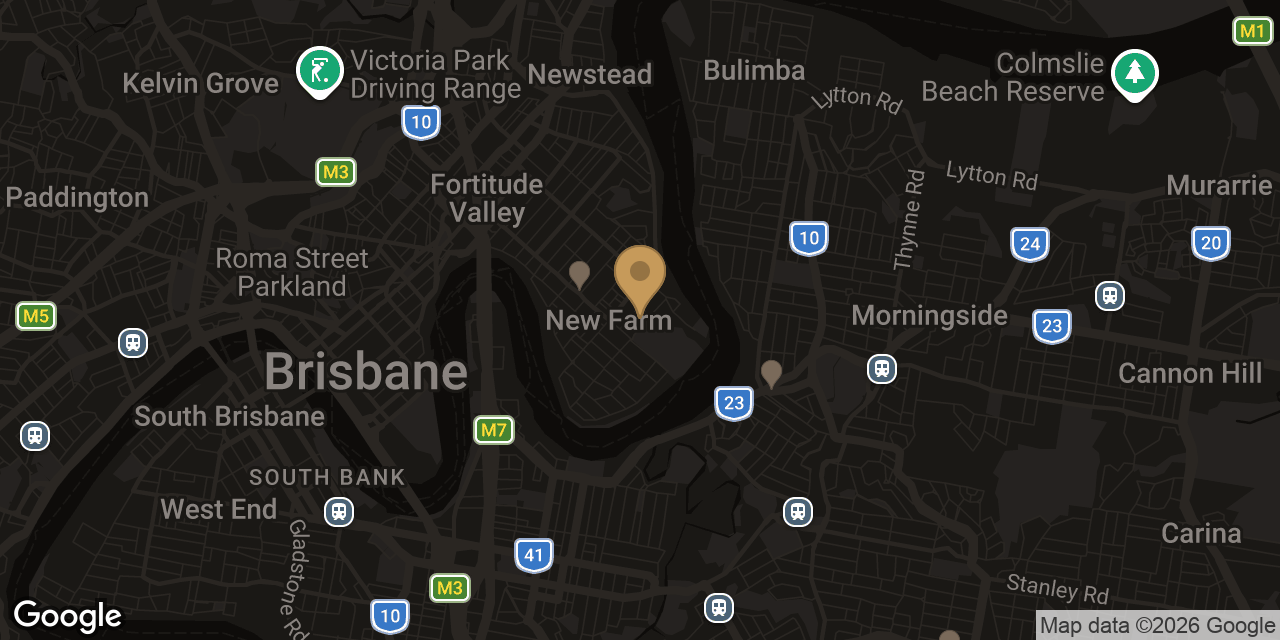 Map of sensual massage parlours in New Farm