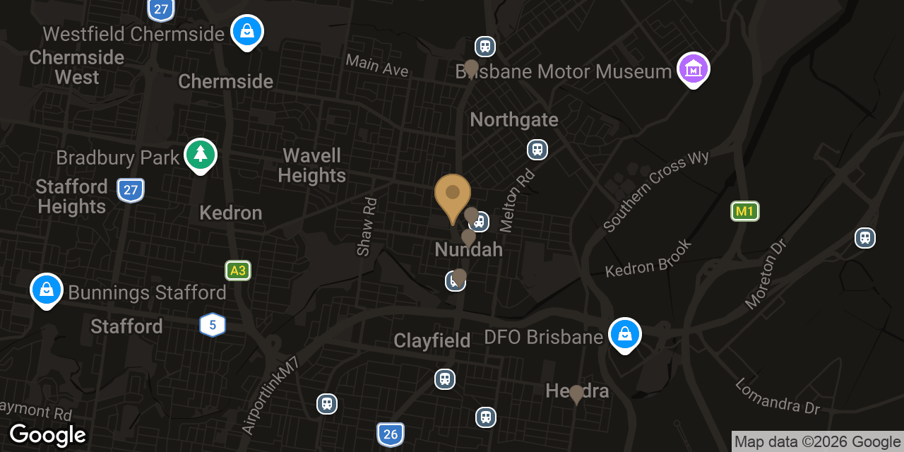 Map of sensual massage parlours in Nundah