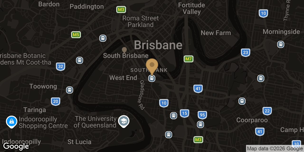 Map of sensual massage parlours in South Brisbane