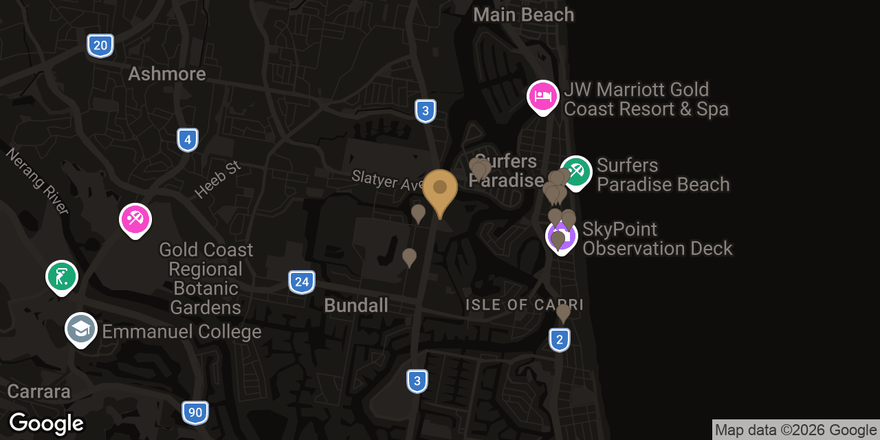 Map of sensual massage parlours in Surfers Paradise