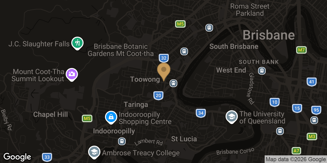 Map of sensual massage parlours in Toowong
